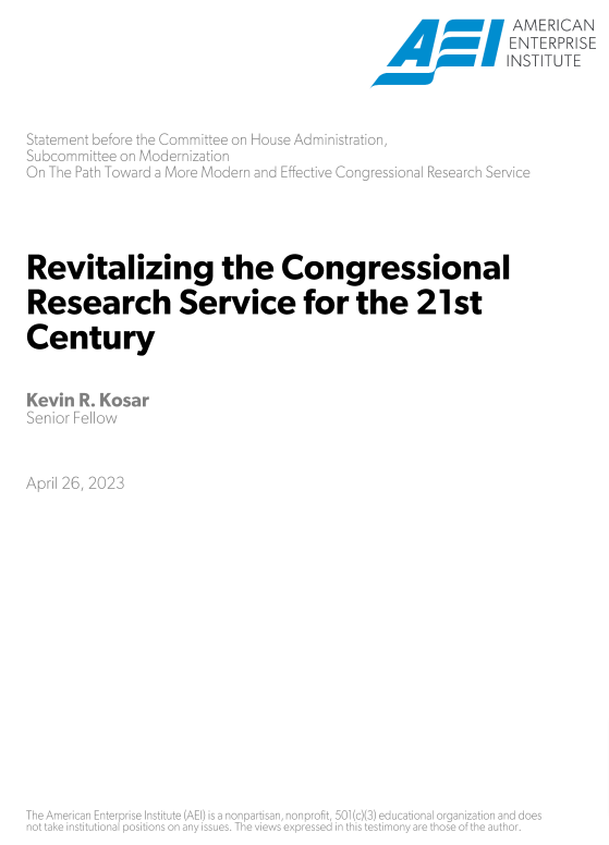 Revitalizing the Congressional Research Service for the 21st Century