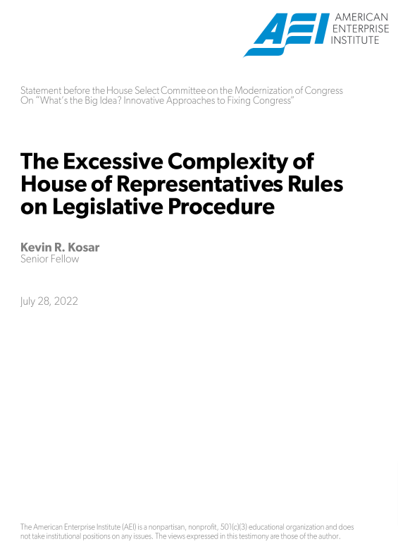 The Excessive Complexity of House of Representative Rules on Legislative Procedure